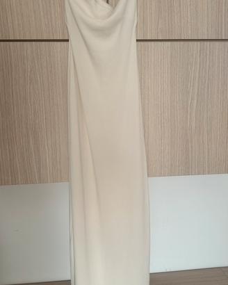 off-the-shoulder maxi dress with back slit