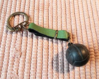Portachiavi Pallone Calcio e Pelle Verde nuovo '70