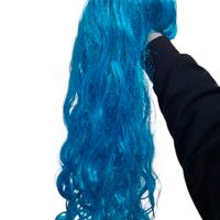 Parrucca capelli azzurri/blu ondulati