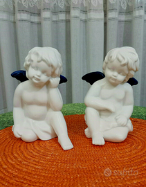 Coppia di Angeli con Ali Blu 15x10 cm
