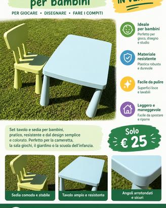 Set tavolo + sedia bambini