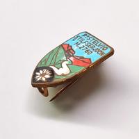 Passo Stelvio 2760M. Spilla sci pubblicità anni 50