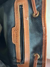 Borsa vintage in vera pelle a secchiello Pollini