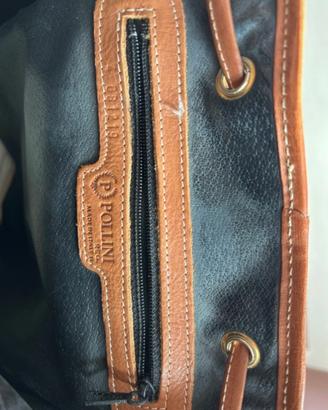 Borsa vintage in vera pelle a secchiello Pollini