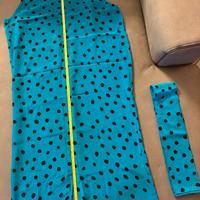 Abito in seta turchese a pois - pezzo unico