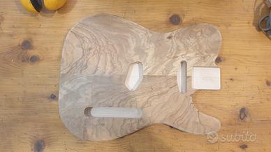 Corpo telecaster placcato ulivo su fondo  acero