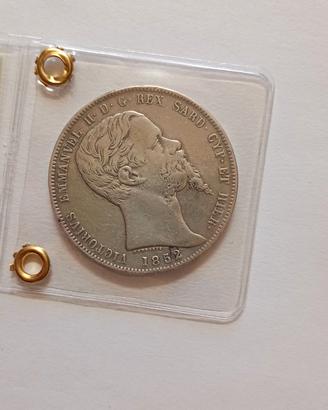 Vittorio Emanuele II 5 lire 1852 G raro bb+