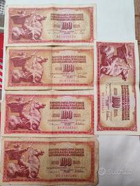 5 Banconote da 100 dinari jugoslavia 