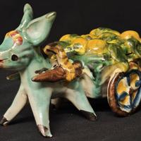 Asino carretto di limoni ceramica vietrese