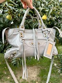 City bag Real Leather light Grey smoke Motorcycle