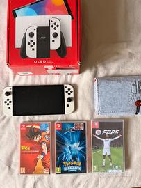 Nintendo switch oled + giochi + custodia