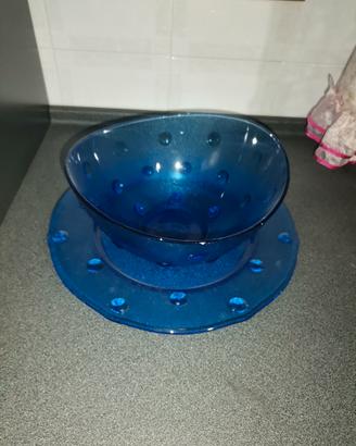 Fruttiera più piatto blu cobalto 