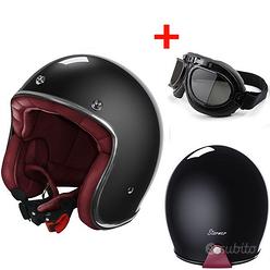 CASCO JET VINTAGE MOTO STORMER LUCIDO + OCCHIALI