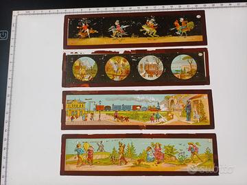 1880ca, 7 DIAPOSITIVE su VETRO per LANTERNA MAGICA