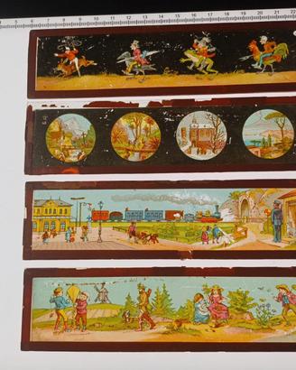 1880ca, 7 DIAPOSITIVE su VETRO per LANTERNA MAGICA