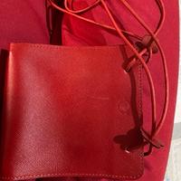 Piccola borsetta rossa in vera pelle