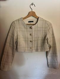 Completo tweed bianco panna ed oro