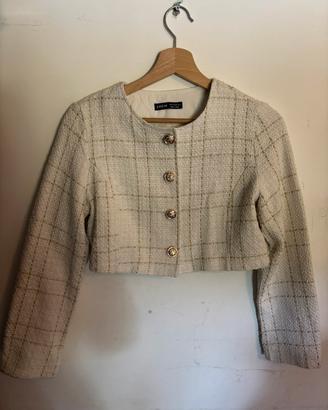Completo tweed bianco panna ed oro