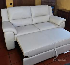 Poltrone Sofà Divano VERA PELLE Pouf Estraibile 