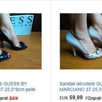 Sandali GUESS 37 pelle vernice nero rosa open toe