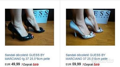 Sandali GUESS 37 pelle vernice nero rosa open toe