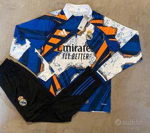 Tuta real da calcio bianca e blu