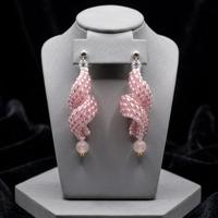 Orecchini Vintage Curl boho chic quarzo rosa