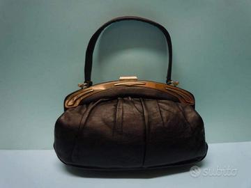 Borsa vintage spalla pelle nera made in Italy