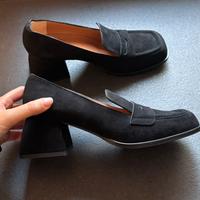 GUJA Milano - Tacchi Mocassini in Camoscio Nero 38