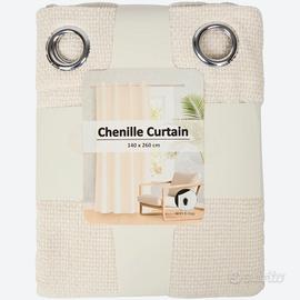 Tenda Chenille 140x260 cm panna  con Anelli
