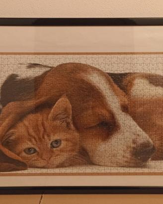 Puzzle 1000pz Ravensburger incorniciato Cane&Gatto
