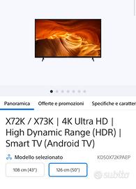 Televisione Sony 50”