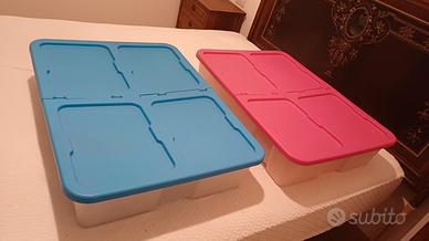2 scatole plastica rigida sotto letto
