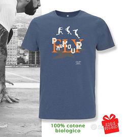 T-shirt S M L XL nuova -100% cotone bio (PARKOUR)