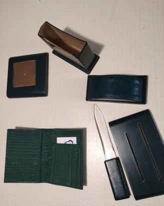 Set scrivania in pelle anni 70