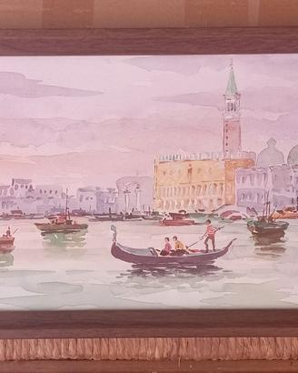 stampa stile acquarello di Venezia in cornice
