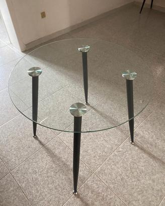 Tavolo Rotondo con Piano in Vetro Temperato