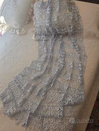  Coppia tende in pizzo macramè celeste regolabili