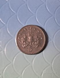 Moneta Five Pence Regno Unito (1990)