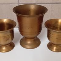 3 vecchi posacenere coppe in ottone vintage 