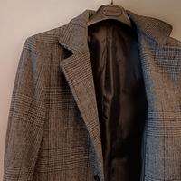 Cappotto lungo invernale grigio quadrettato uomo 