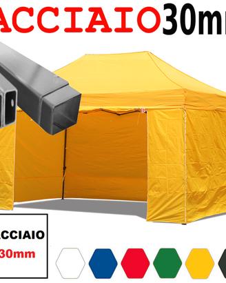 Gazebo 4,5x3 mercato impermeabile pvc telo giallo