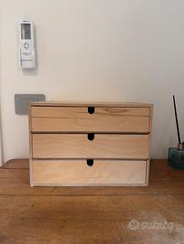 Cassettiera da scrivania in legno 30x25x20