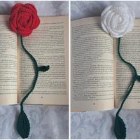 2 segnalibri fiore di rosa di lana 