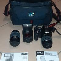 Digital camera pentax K-k, flash, obiettivi, borsa