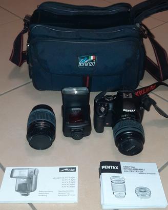 Digital camera pentax K-k, flash, obiettivi, borsa