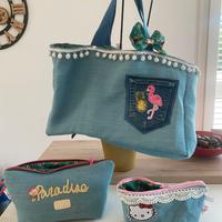 Shopper mare fatta a mano con pochette abbinate