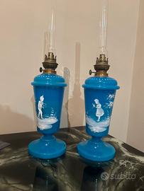 Antico lume a petrolio 'Mary Gregory'