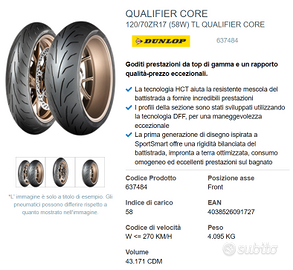 coppia pneumatici dunlop 120/70/17 - 180/55/17