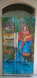 Frigorifero artistico dipinto a mano - pezzo unico